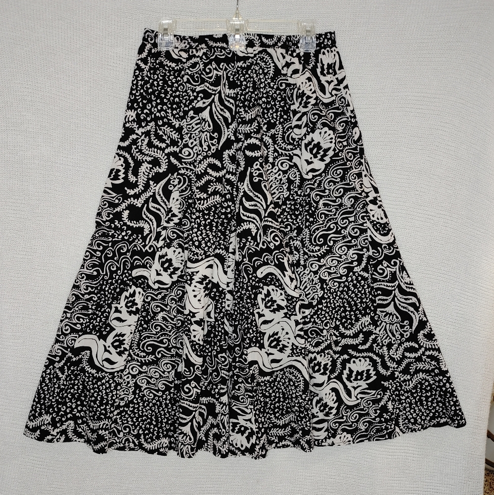 CHOICES Petite Cotton Mid-Length A-Line Skirt, Black White PM